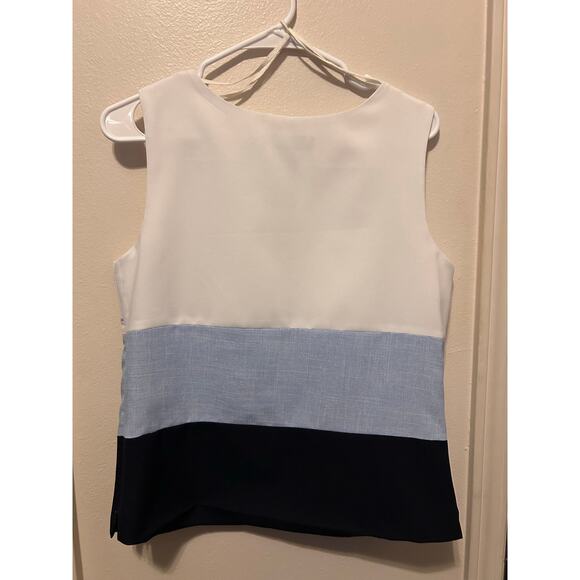 Perceptions Women Sectioned Blouse (White, Columbia, Navy) | Size 8 | Excellent - Picture 2 of 4